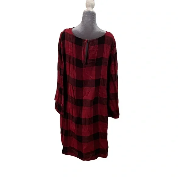 Anthropologie cloth and stone red & black plaid flannel dress xl super soft nwt - Picture 3 of 7